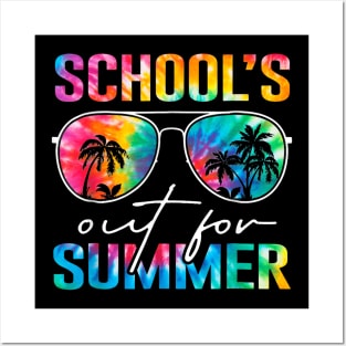 Schools Out For Summer Tie Dye Last Day Of School Teacher Posters and Art